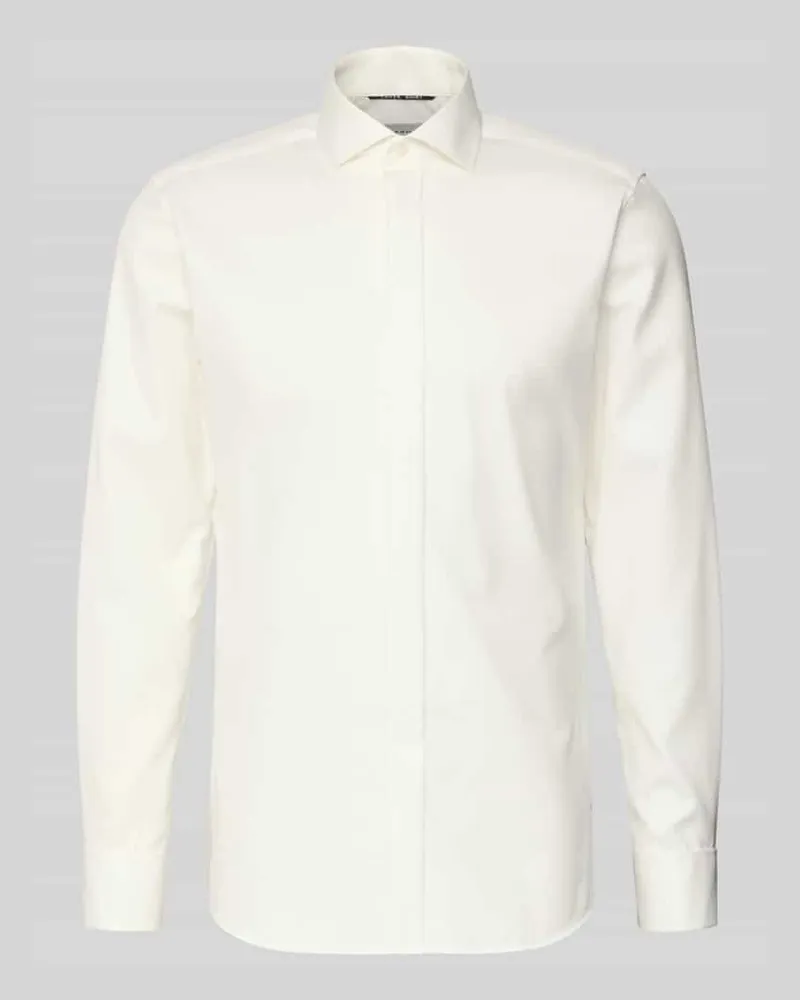 Eterna Slim Fit Business-Hemd mit verdeckter Knopfleiste Ecru