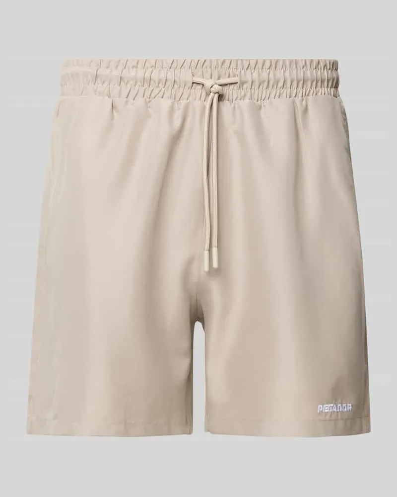 PEGADOR Badehose mit Label-Stitching Beige