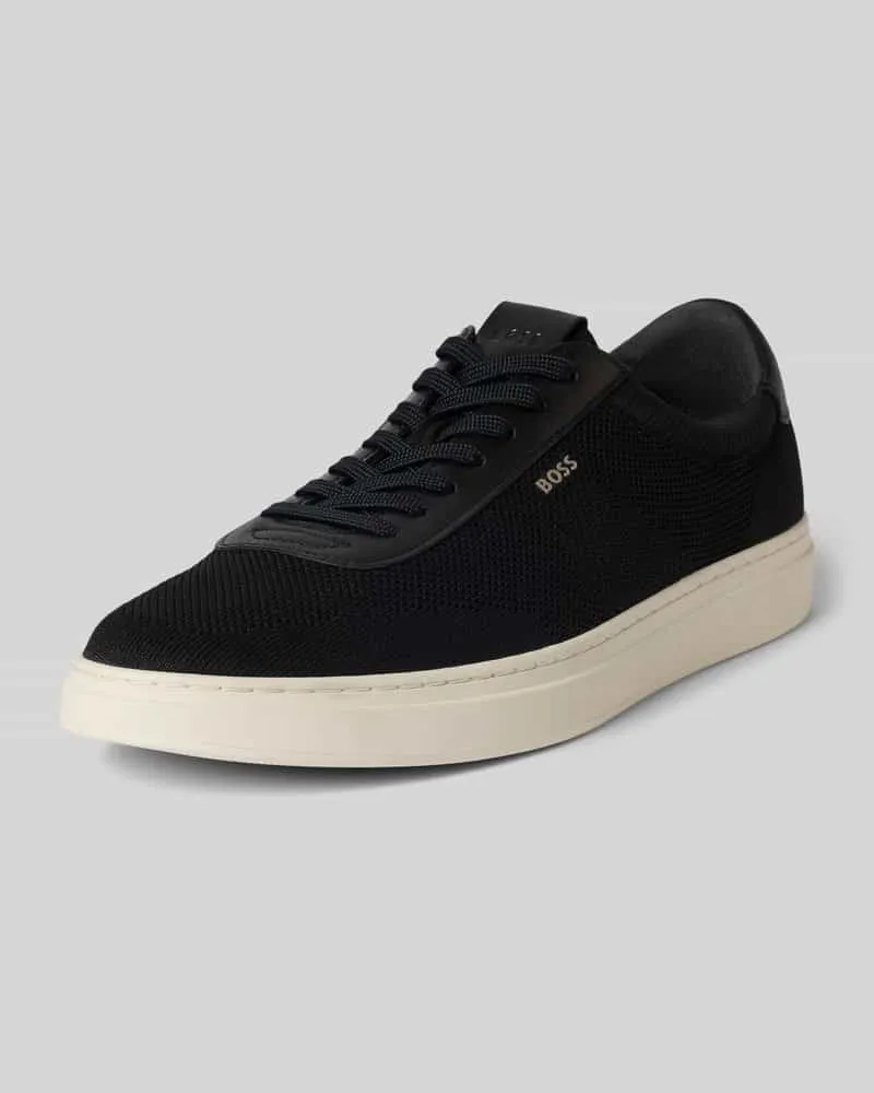 HUGO BOSS Low Top Sneaker mit Echtleder-Besatz Modell 'KIERAN Black