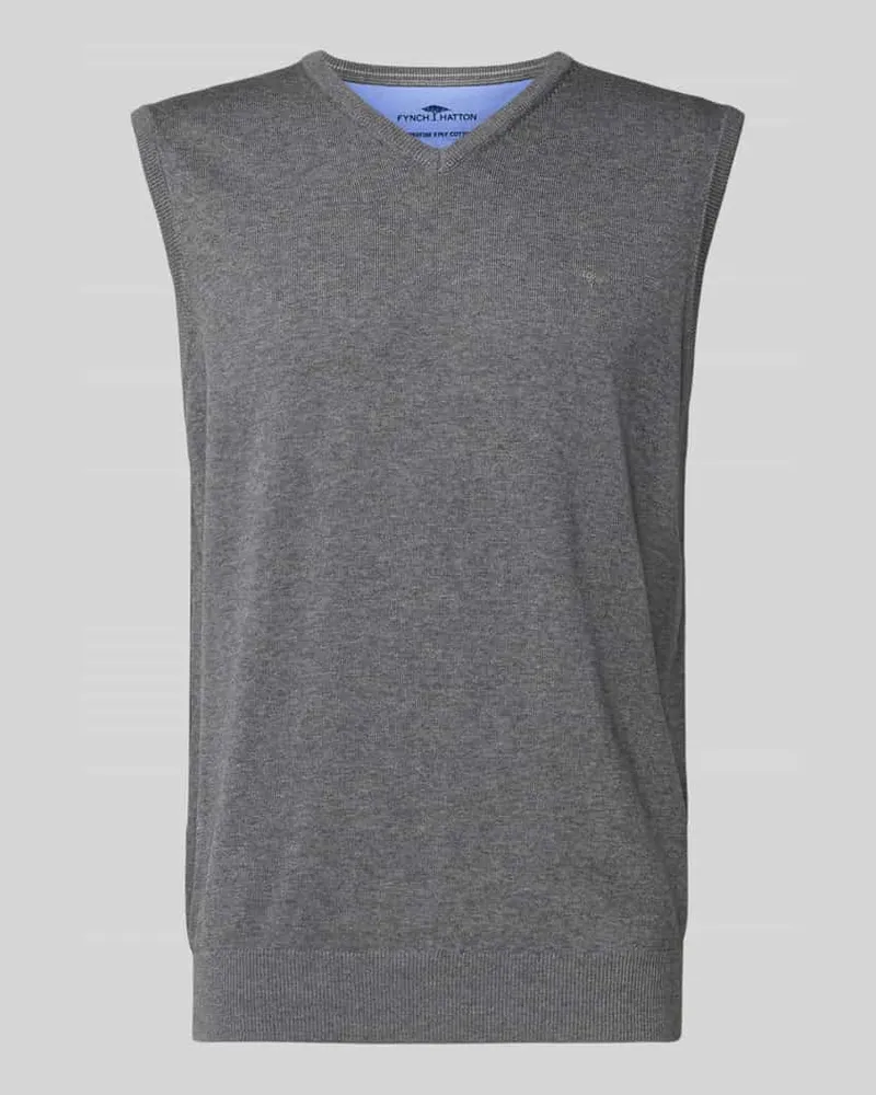 Fynch-Hatton Pullunder mit Logo-Detail Modell 'Slipover Superfine Mittelgrau