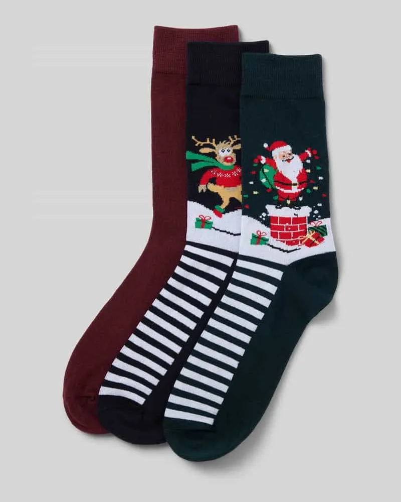 Jack & Jones Socken im 3er-Pack Modell 'SNOWY XMAS Bottle