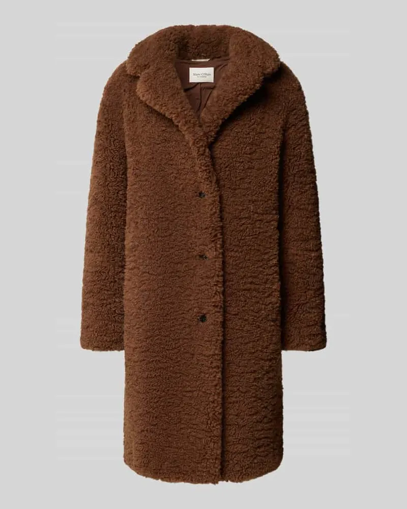 Marc O'Polo Relaxed Fit Teddy-Mantel mit Reverskragen Mittelbraun