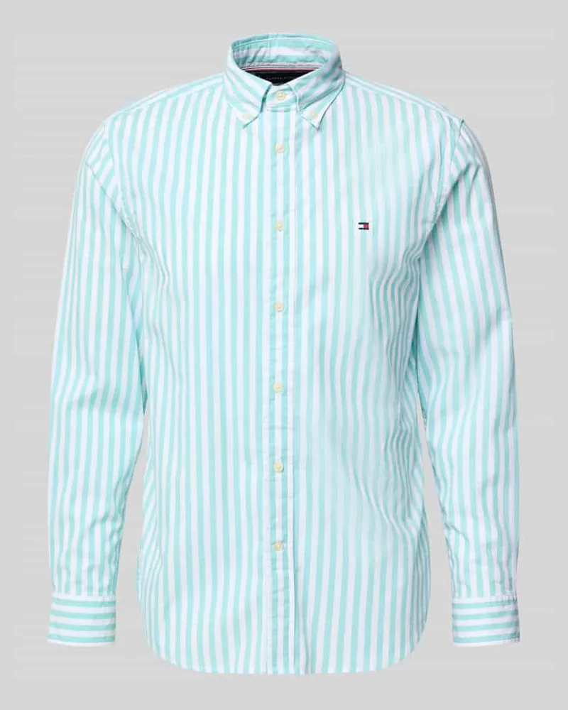 Tommy Hilfiger Regular Fit Freizeithemd aus Baumwoll-Popeline Tuerkis