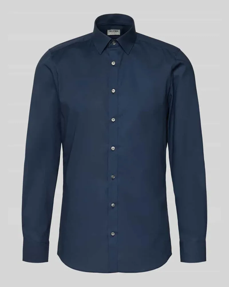 Olymp Body Fit Business-Hemd mit Knopfleiste Marine