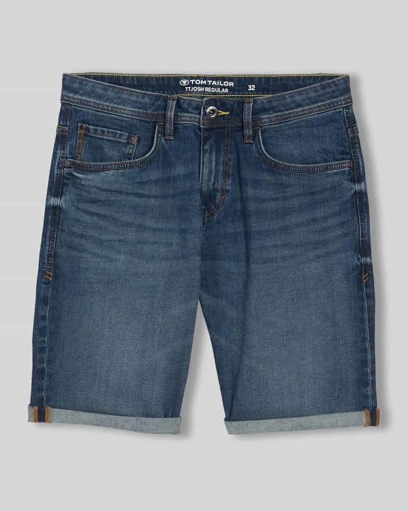 Tom Tailor Regular Fit Jeans Bermudas aus Baumwoll-Mix Marine