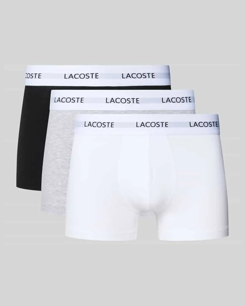 Lacoste Trunks mit elastischem Logo-Bund im 3er-Pack Hellgrau