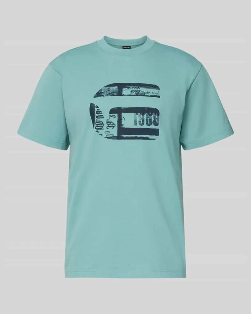 G-STAR RAW Regular Fit T-Shirt mit Logo-Print Modell 'icon Tuerkis