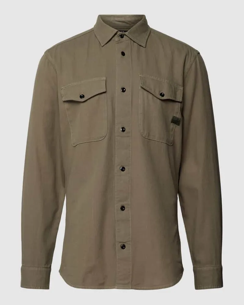G-STAR RAW Slim Fit Freizeithemd mit Brusttaschen Oliv