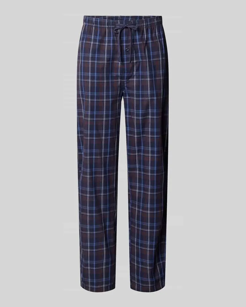 Bugatti Pyjama-Hose im Allover-Look mit Tunnelzug Marine