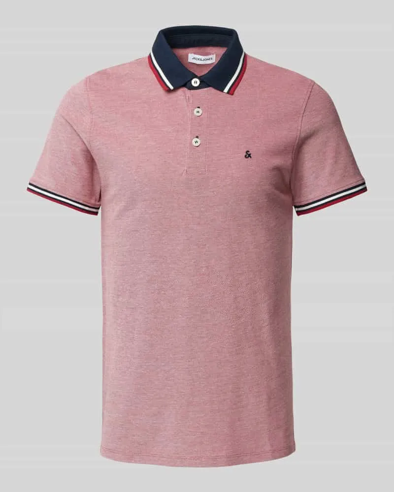 Jack & Jones Slim Fit Poloshirt mit Logo-Stitching Modell 'PAULOS Rot