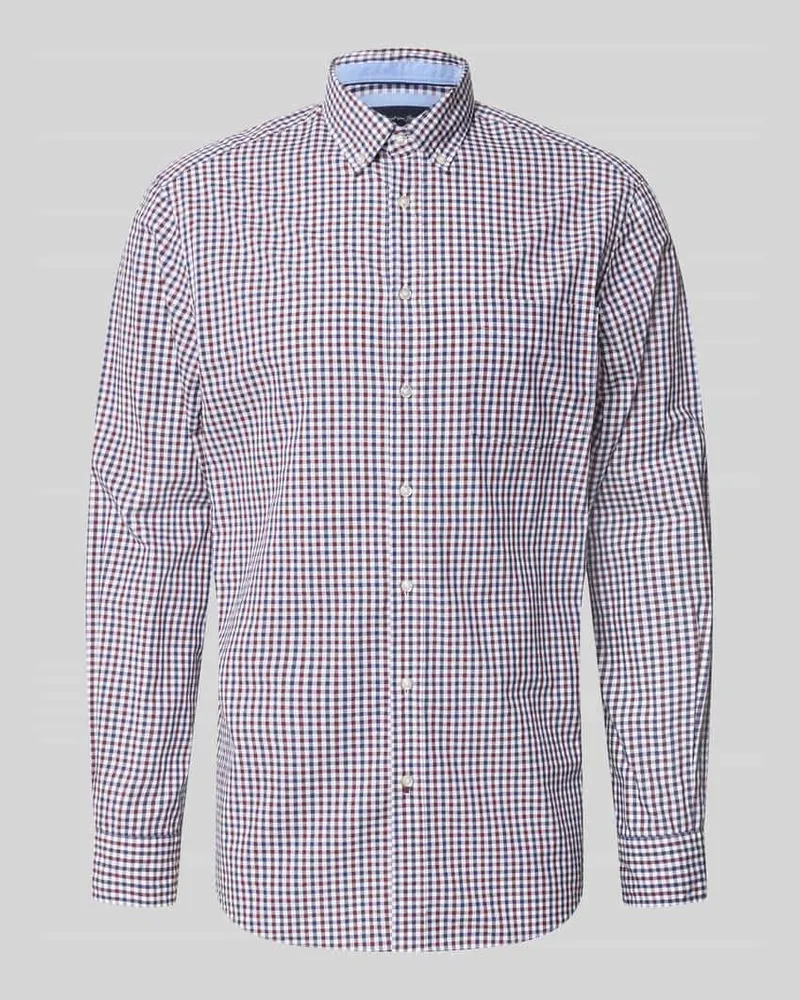 Christian Berg Regular Fit Freizeithemd mit Button-Down-Kragen Bordeaux