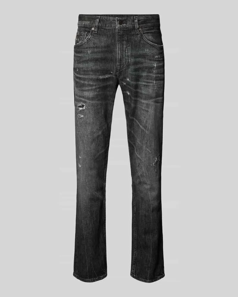 HUGO BOSS Straight Leg Jeans im Destroyed-Look Modell 'TROY Anthrazit
