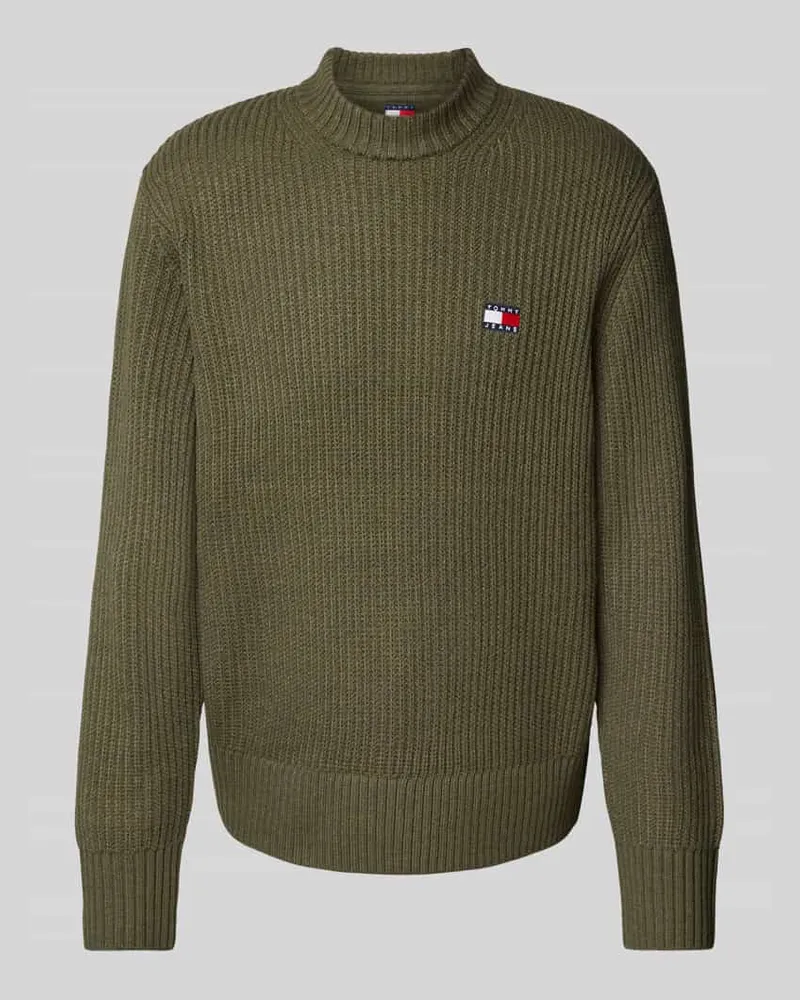 Tommy Hilfiger Strickpullover mit Logo-Stitching Oliv