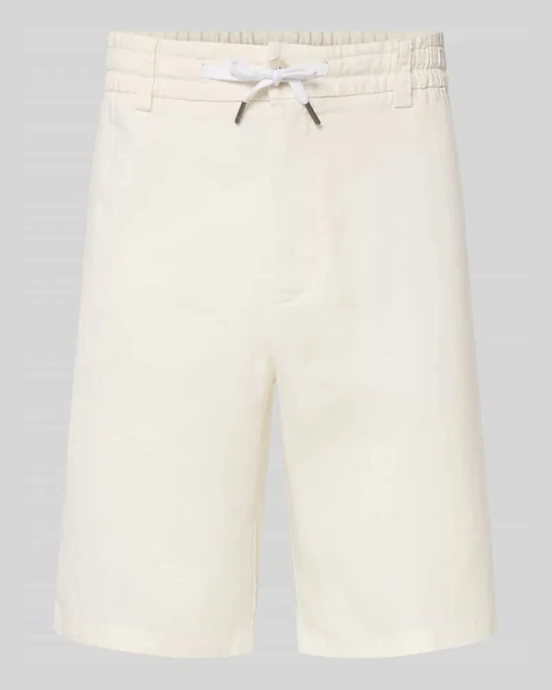 HUGO BOSS Tapered Chinoshorts aus Leinen-Mix Modell 'DS_3S Offwhite