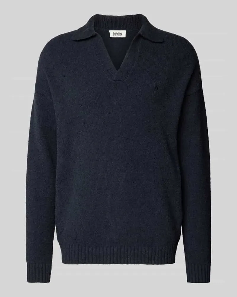 Drykorn Strickpullover mit gerippten Abschlüssen Modell 'RUSTINO Marine