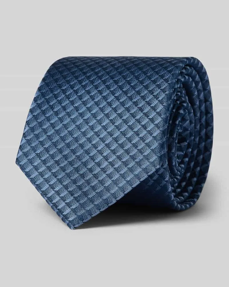 Olymp Seidenkrawatte mit Allover-Muster Jeansblau