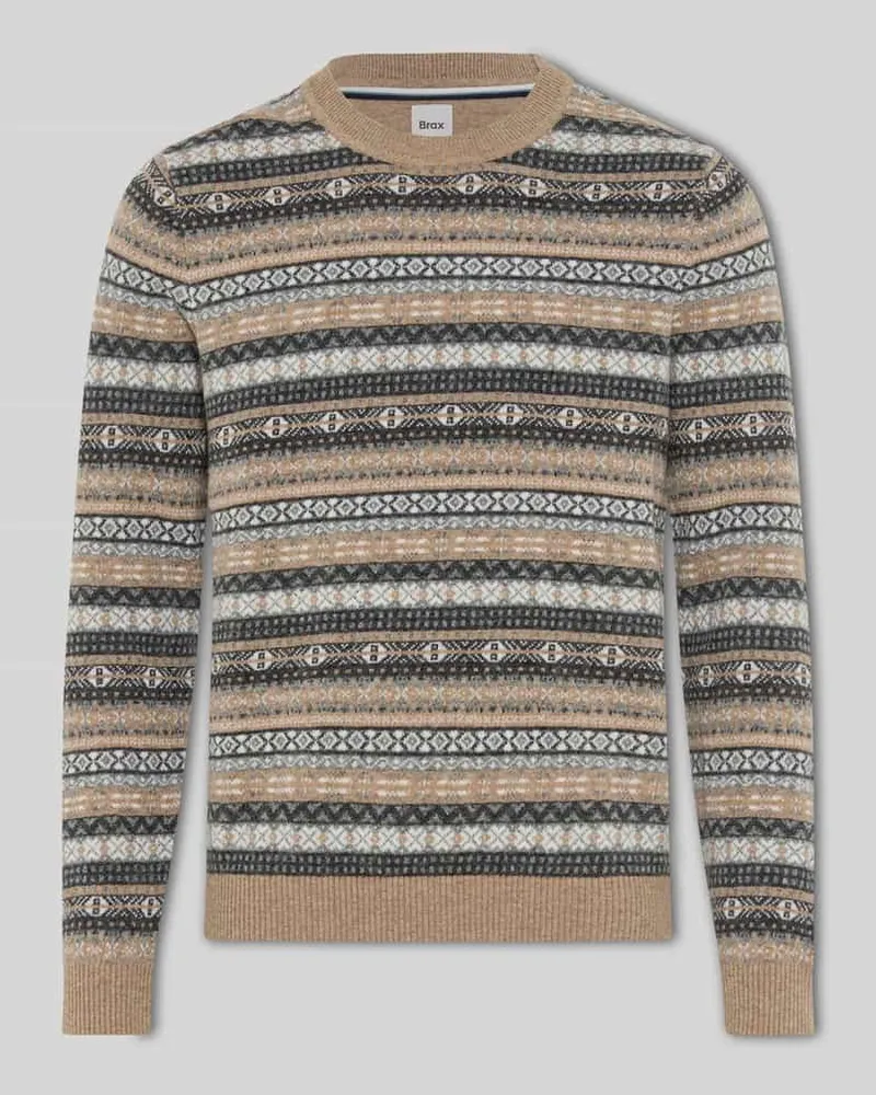 Brax Kaschmirpullover mit Rundhalsausschnitt Modell 'Rick Mittelbraun