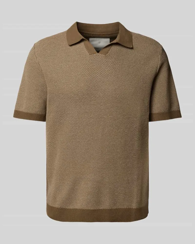 Jack & Jones Regular Fit Poloshirt mit V-Ausschnitt Modell 'CEASTON Cognac