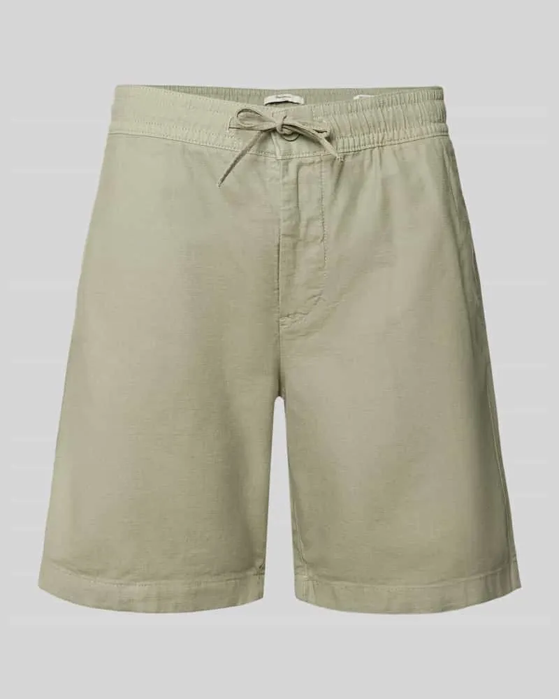 Pepe Jeans Relaxed Fit Chinoshorts aus Baumwoll-Leinen-Mix Oliv