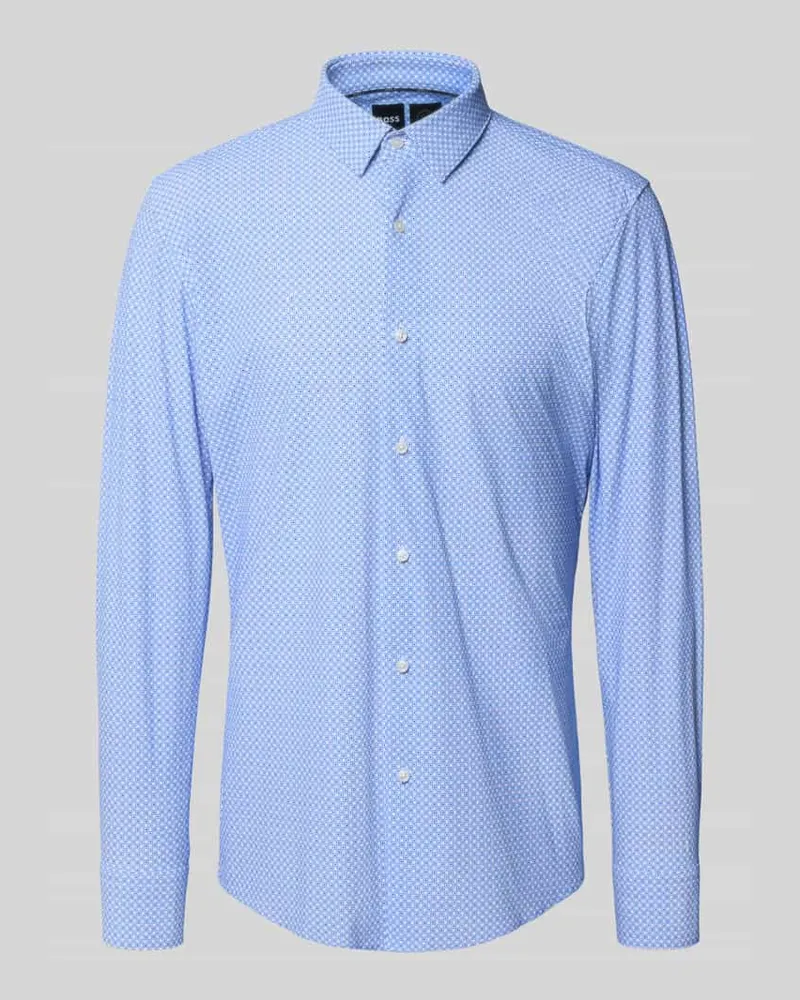 HUGO BOSS Slim-Fit Hemd aus Stretch-Jersey Modell 'Style P-HANK-S-KENT-C1-222 Blau