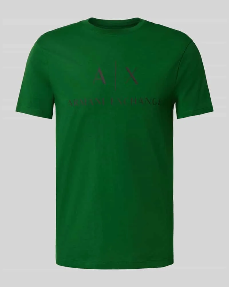 Armani Exchange Slim Fit T-Shirt aus reiner Baumwolle mit Logo-Print Gruen