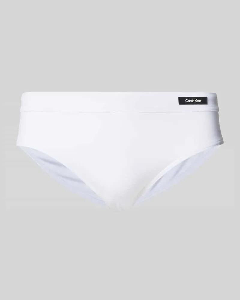 Calvin Klein Badehose mit Label-Patch Weiss