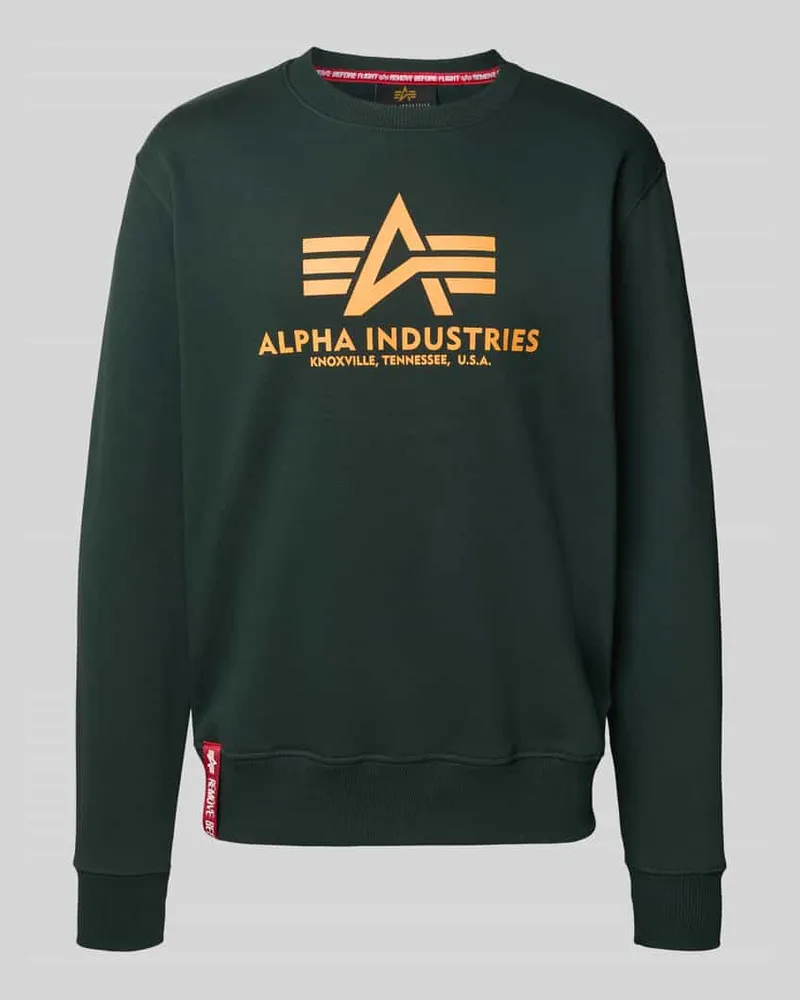 Alpha Industries Sweatshirt mit Label-Print Petrol