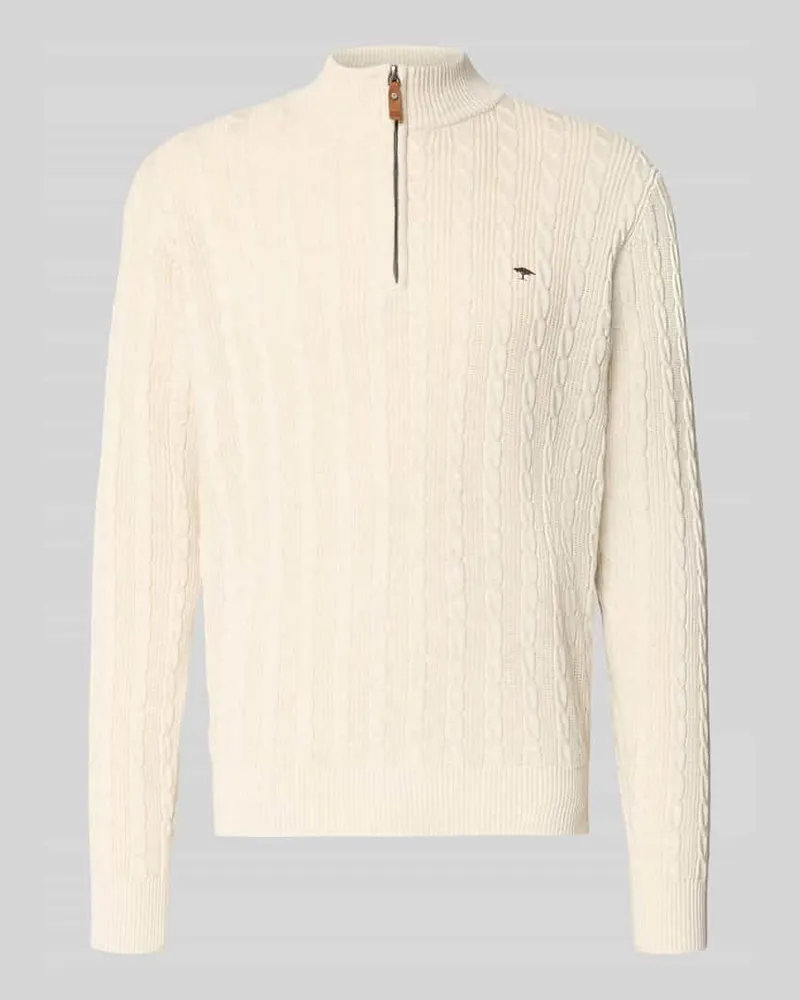 Fynch-Hatton Strickpullover mit kurzem Reißverschluss Offwhite