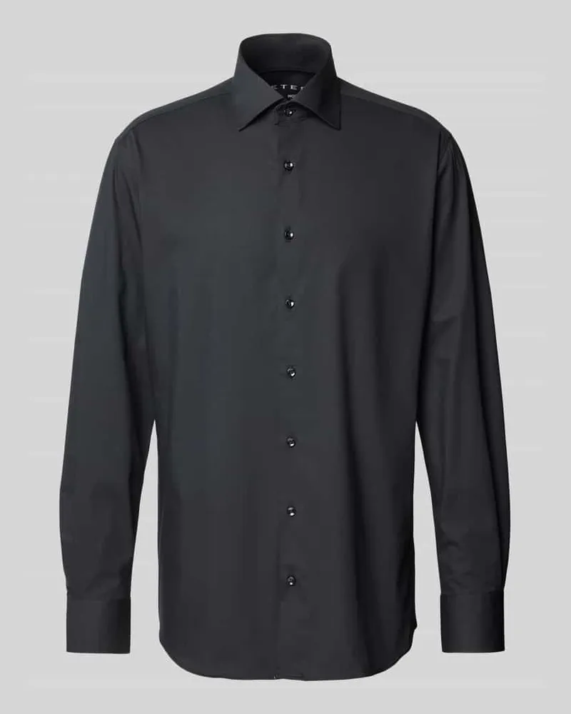 Eterna Regular Fit Businesshemd aus Popeline mit Stretch-Anteil Black