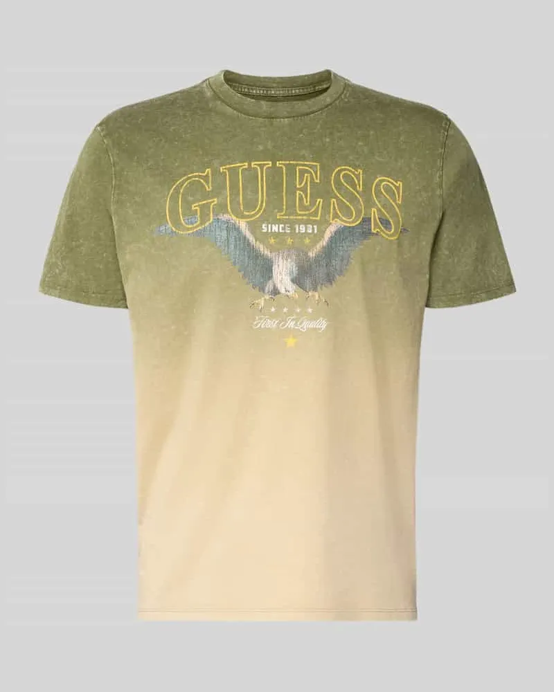Guess Regular Fit T-Shirt aus reiner Baumwolle Modell 'EAGLE SCOUT Gruen