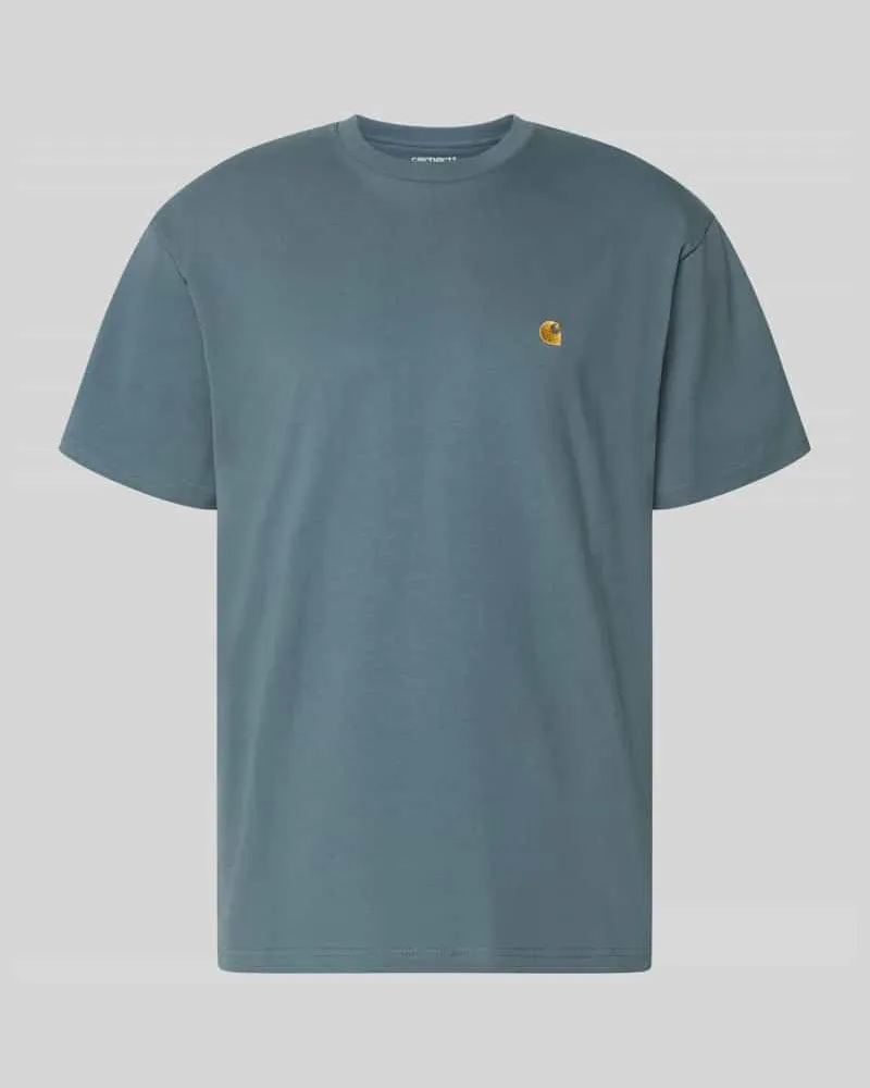 Carhartt WIP Regular Fit T-Shirt mit Logo-Stitching Modell 'Chase Rauchblau