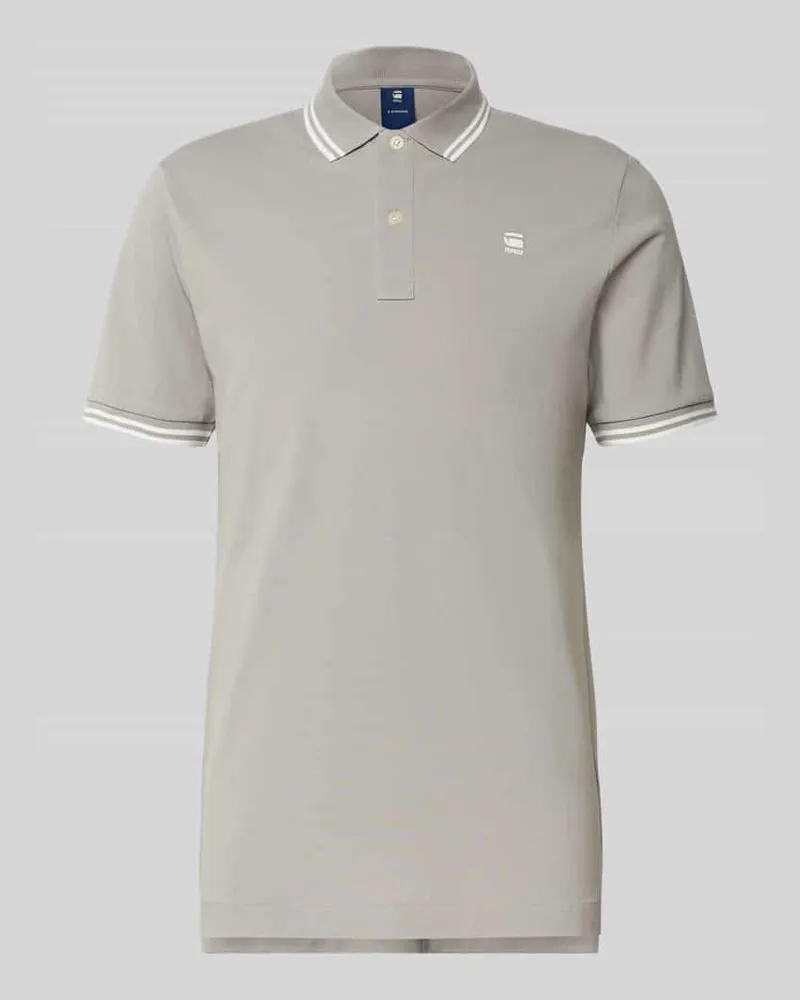 G-STAR RAW Slim Fit Poloshirt mit Label-Stitching Modell 'Dunda Hellgrau