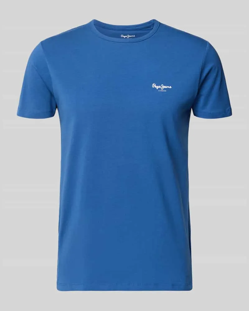 Pepe Jeans Slim Fit T-Shirt aus Baumwoll-Mix Modell 'ORIGINAL BASIC 3N Bleu