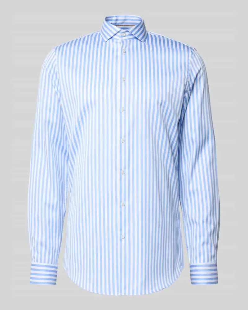 JAKE*S Slim Fit Businesshemd aus Baumwolle mit extra langem Arm Bleu