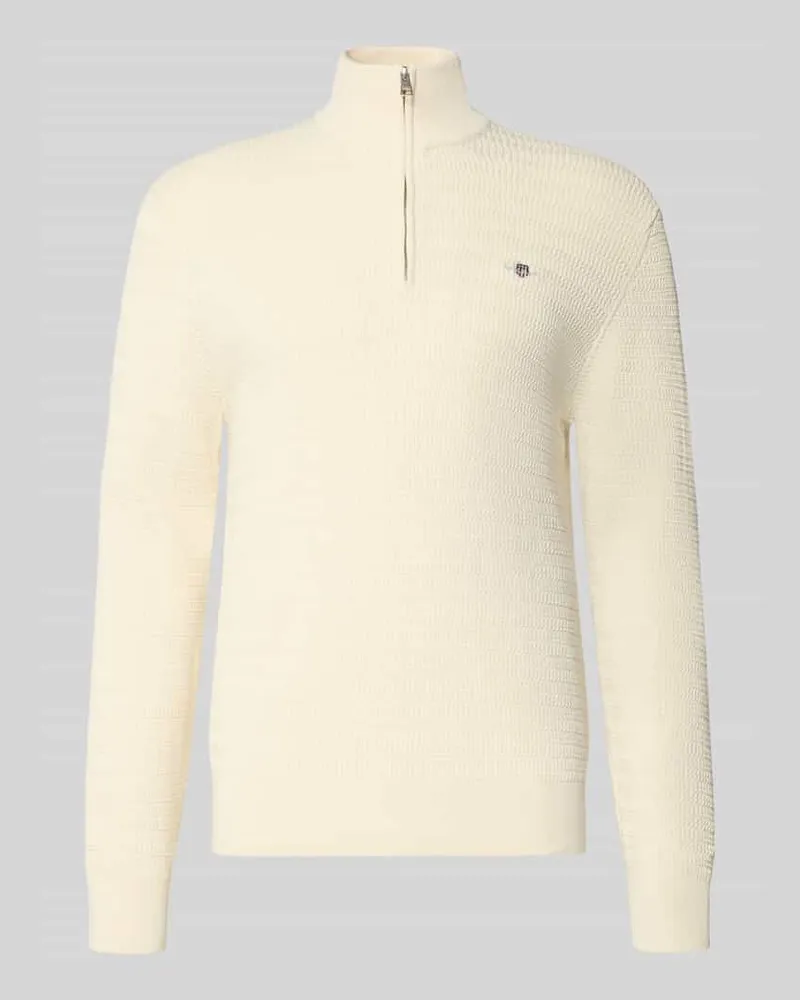 Gant Strickpullover mit Stehkragen Offwhite