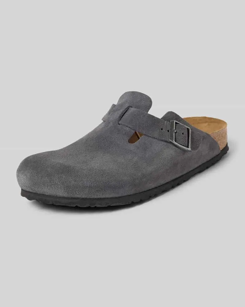 Birkenstock Hausschuhe aus echtem Leder Modell 'Boston Dunkelgrau