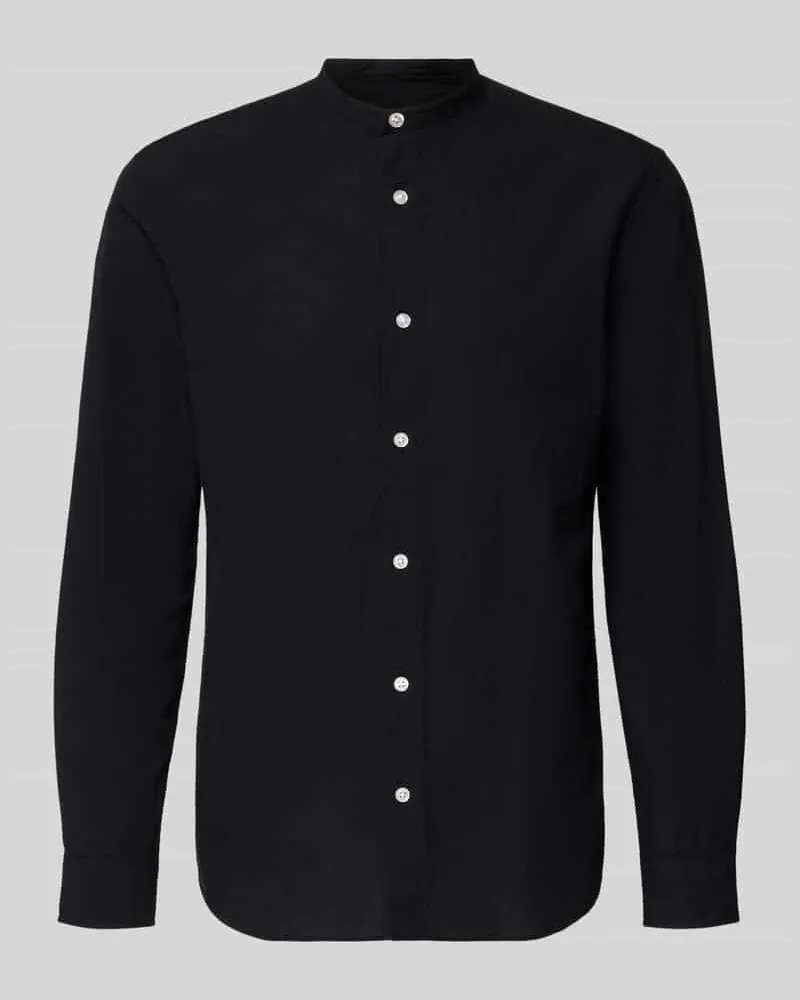 Jack & Jones Freizeithemd mit Leinen-Anteil Modell 'BREEZE Black