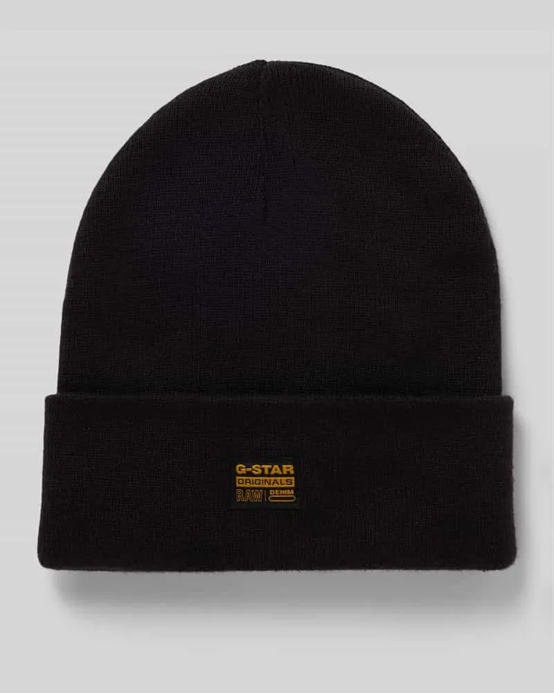 G-STAR RAW Beanie mit Label-Patch Modell 'Effo Black
