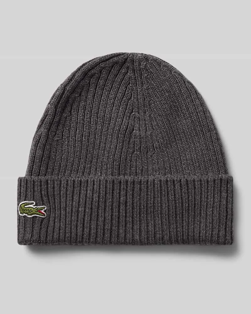 Lacoste Mütze aus Wolle mit Logo-Patch Anthrazit