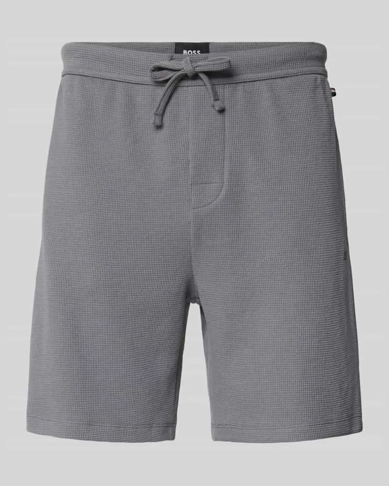 HUGO BOSS Regular Fit Sweatshorts aus Baumwoll-Mix Modell 'WAFFLE Dunkelgrau
