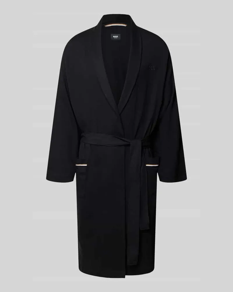 HUGO BOSS Bademantel mit Kontrasttaschen Jersey-Detail Black