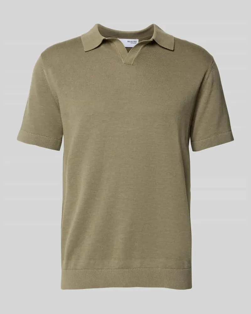 Selected Homme Regular Fit Poloshirt aus Baumwoll-Leinen-Mix Modell 'MATTIS Oliv