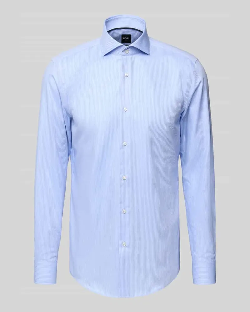 HUGO BOSS Slim Fit Businesshemd aus reiner Baumwolle Modell 'HANK Bleu