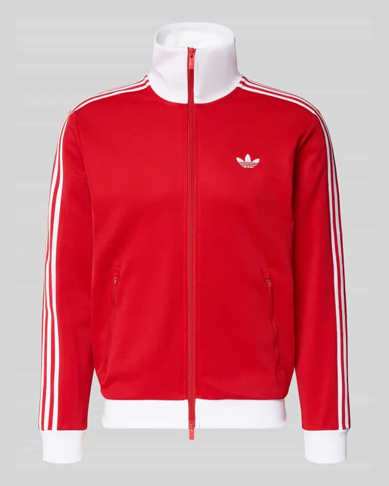 adidas Regular Fit Sweatjacke mit Stehkragen Modell 'Classic Rot