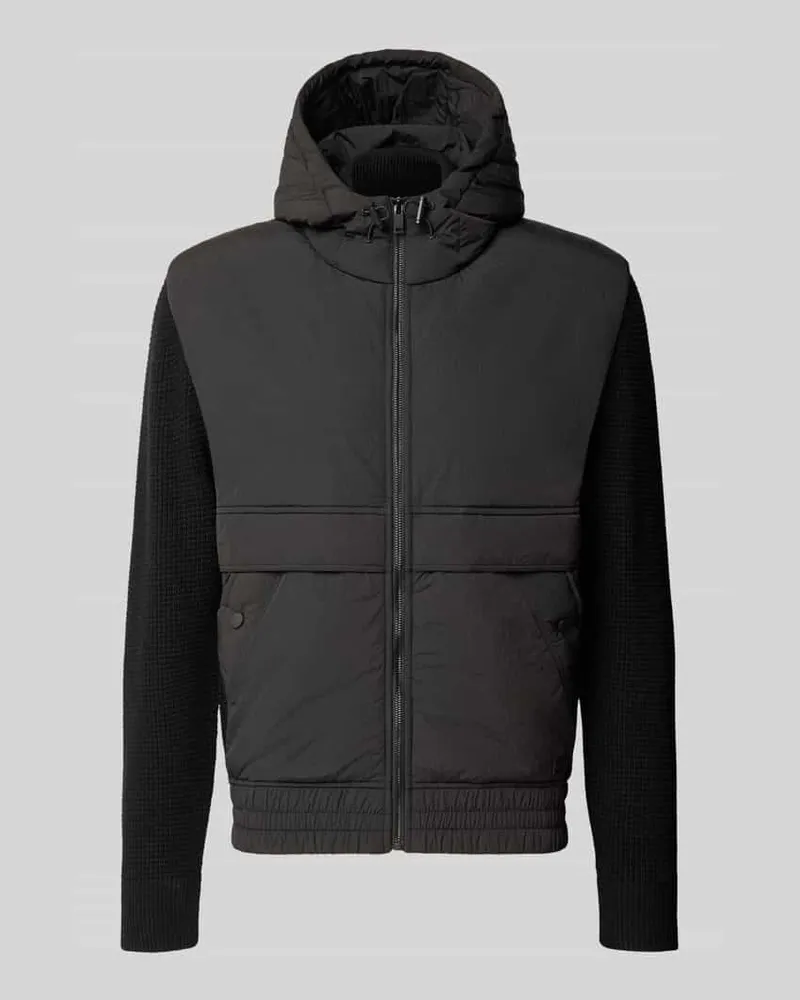 HUGO BOSS Regular Fit Strickjacke aus Schurwoll-Mix Modell 'Kobrydo Black