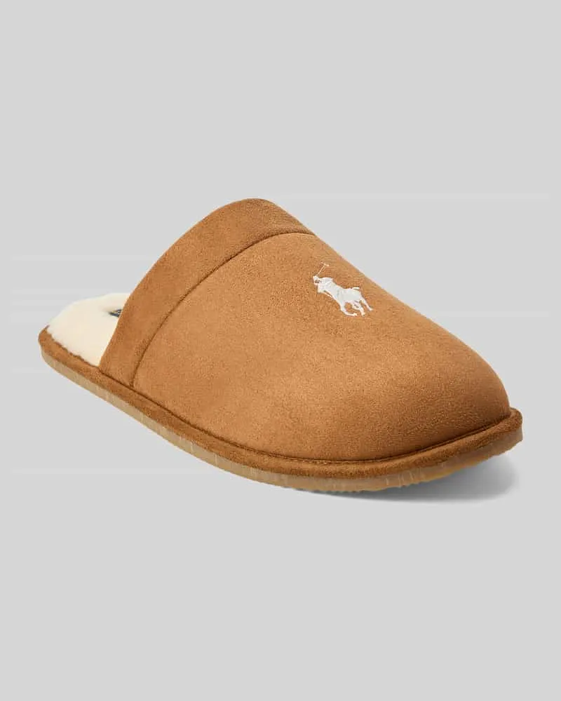 Ralph Lauren Hausschuh mit Fleece-Innenfutter Cognac