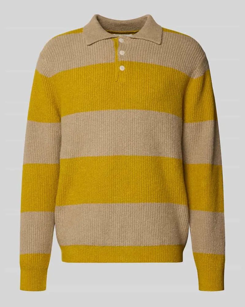 Wood Wood Strickpullover mit Polo-Kragen Modell 'Kimse Gelb
