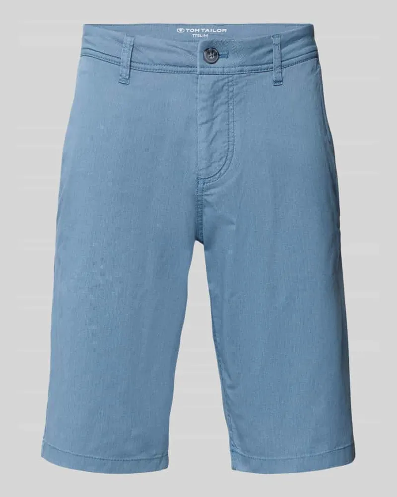 Tom Tailor Slim Fit Chinoshorts aus Baumwoll-Mix Blau