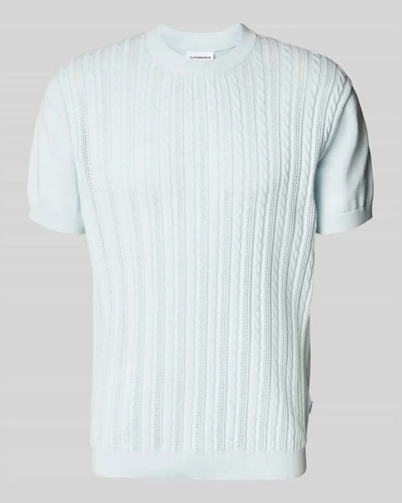 Lindbergh T-Shirt in Strick-Optik mit Zopfmuster Hellblau