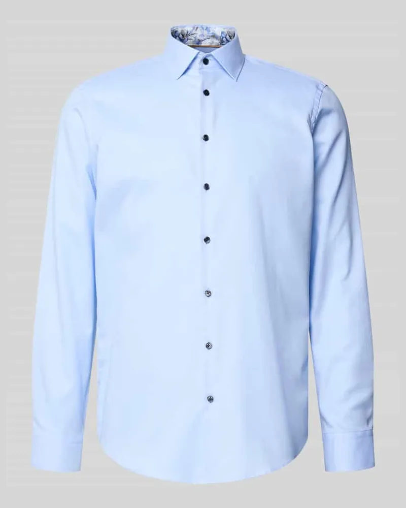 JAKE*S Regular Fit Businesshemd aus Baumwolle mit Kentkragen Bleu